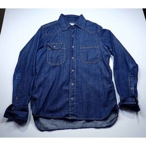 Mens Tellason Selvage Denim Shirt Cotton Made in USA Blue Jean M Medium Japan